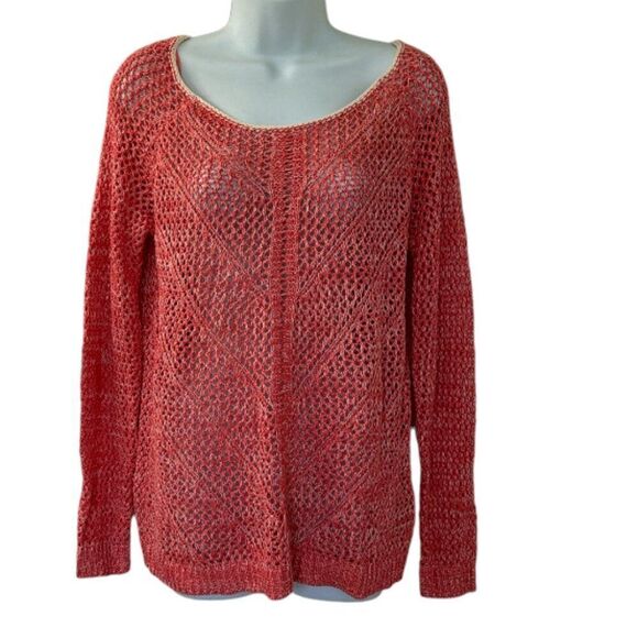 John Paul Richard Coral Open Knit Sweater Size Medium - Picture 1 of 10